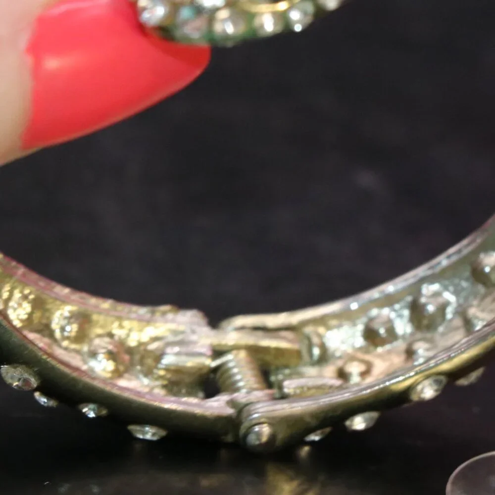 Silver Tone Rhinestone Studded Snake Bangle Bracelet - Picture 4 of 5